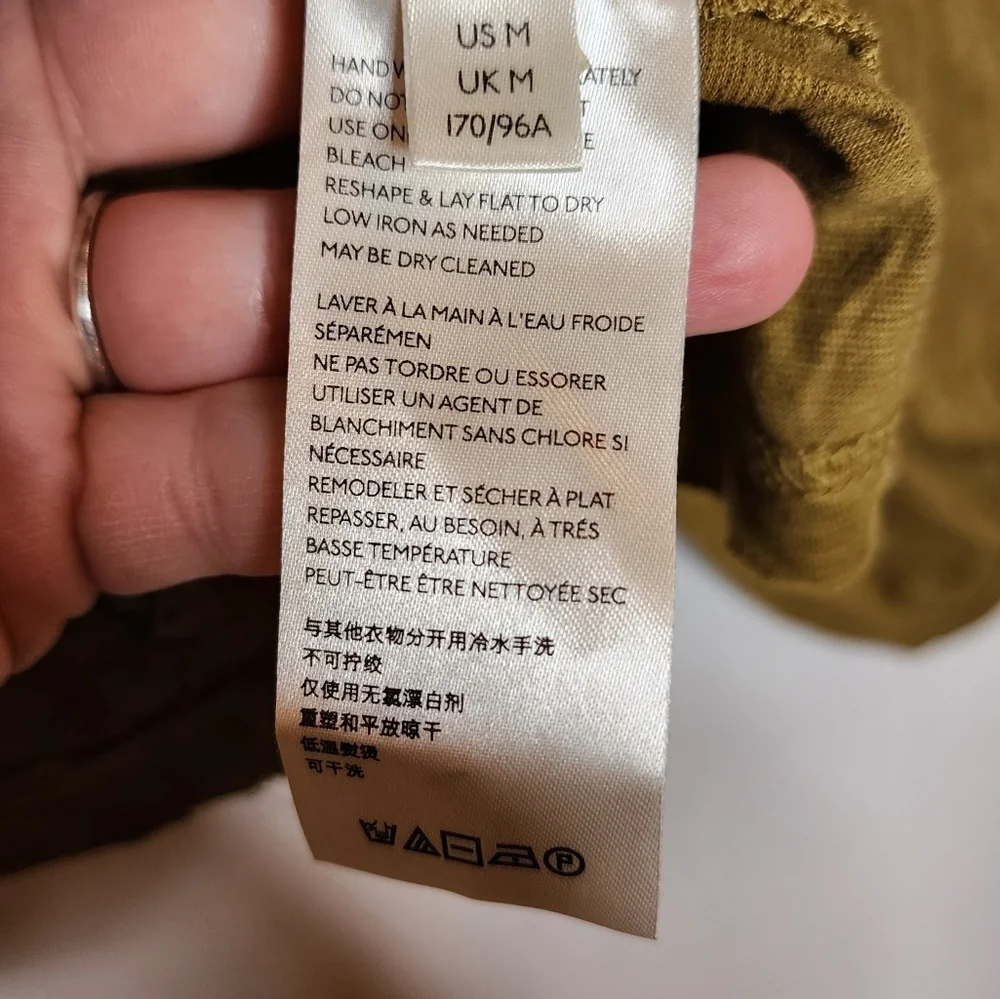 NWT Free People linen-blend Embroidered top in Moss Combo.‎